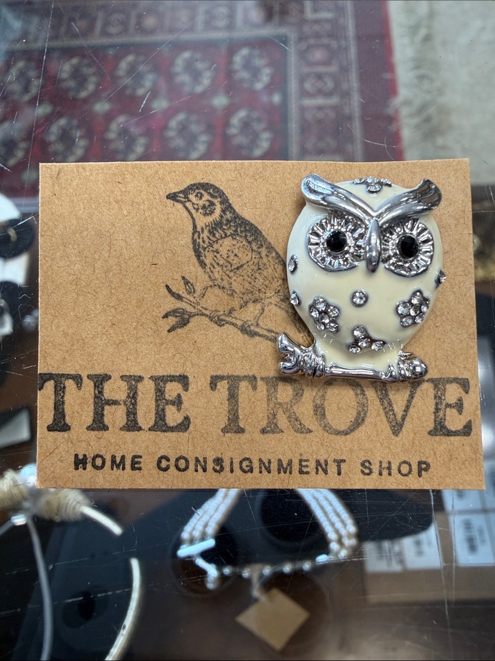 Ivory and Silver Owl Brooch
